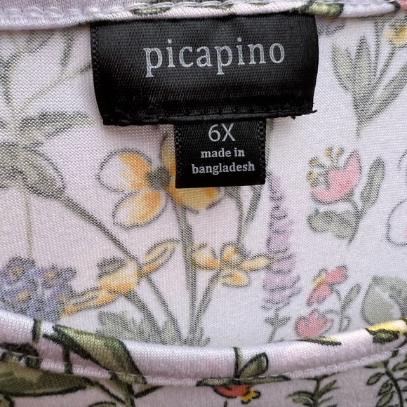 Picapino Floral Knit Short Sleeve Dress size 6X - Picture 3 of 3